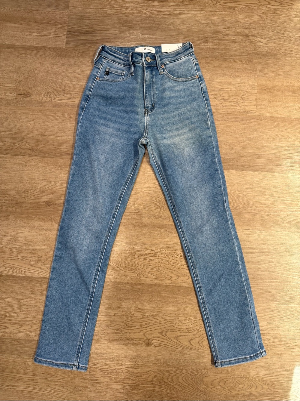 KanCan High-Rise Straight Leg Jeans in Light Blue Wash